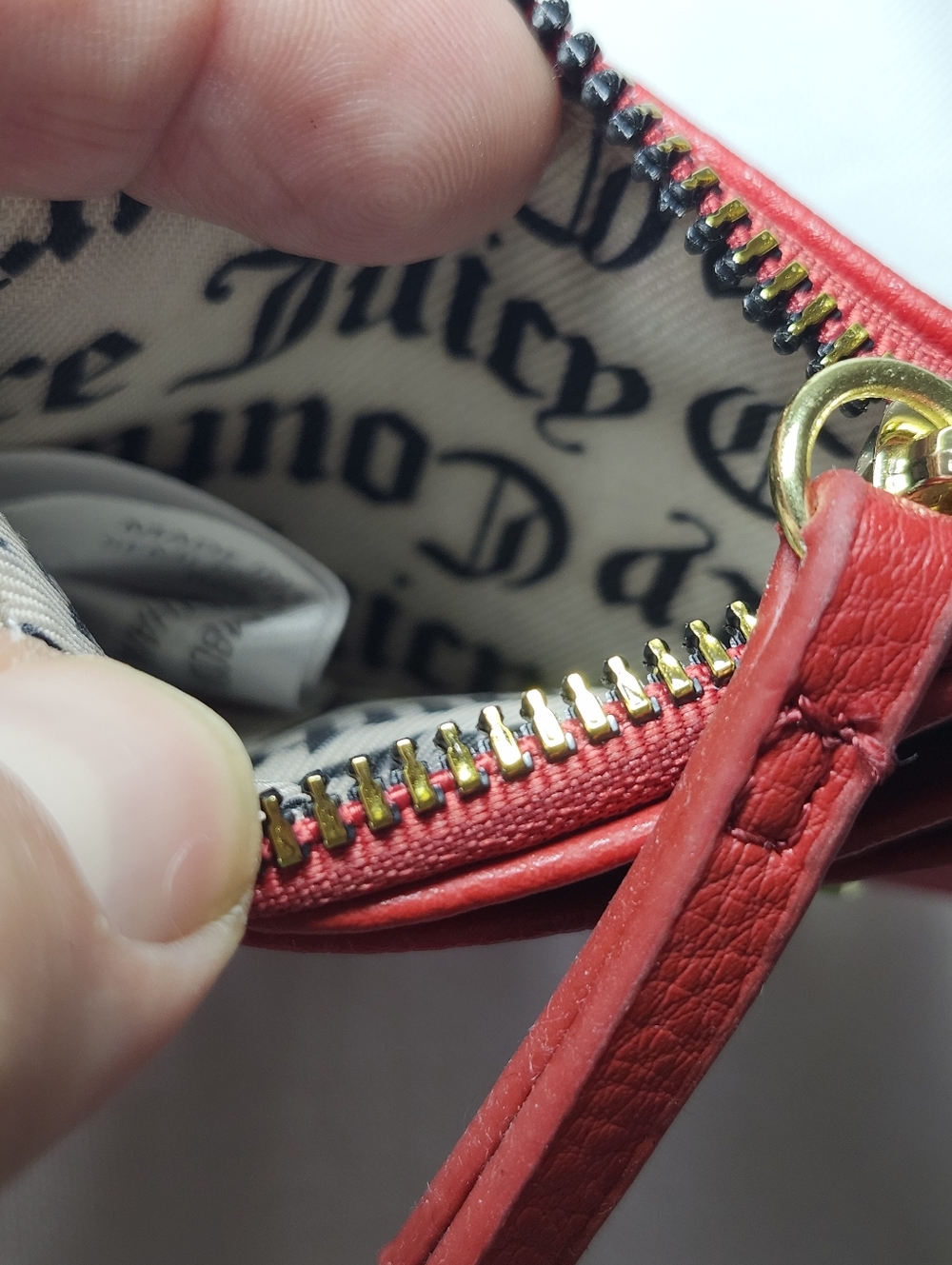 Juicy Couture Red Leather Zip Coquette Wristlet - Picture 5 of 7
